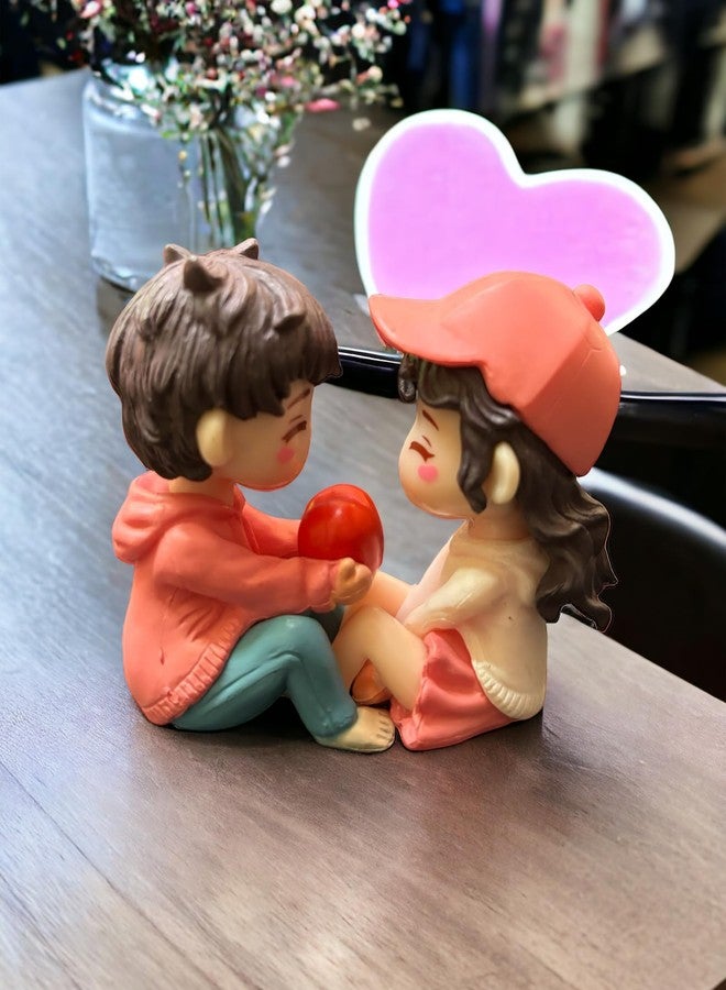 WARMINGO DE Miniature Couple Set | Valentine Day Gift for Boyfriend Husband Girlfriend Wife Boys Girls |Decoration Item Romantic Statue Showpiece (Heart Holding), 7 x 5 Centimeters, Multicolor - Image 4